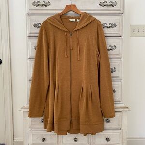 LOGO by Lori Goldstein Tan Hooded Cardigan